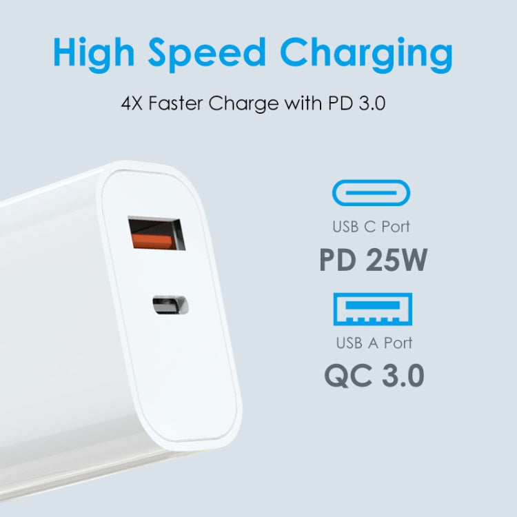 NORTHJO NOPD2502 PD 25W USB-C/Type-C + QC 3.0 USB Dual Ports Fast Charger