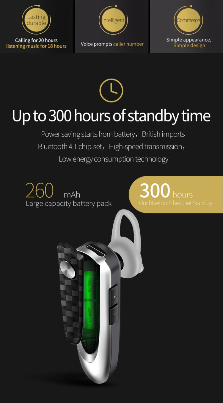 Fineblue HF68 Bluetooth Mini Earphone Business Wireless Earbud Stereo Music Hands-free Calling Earphone Large Battery Capacity