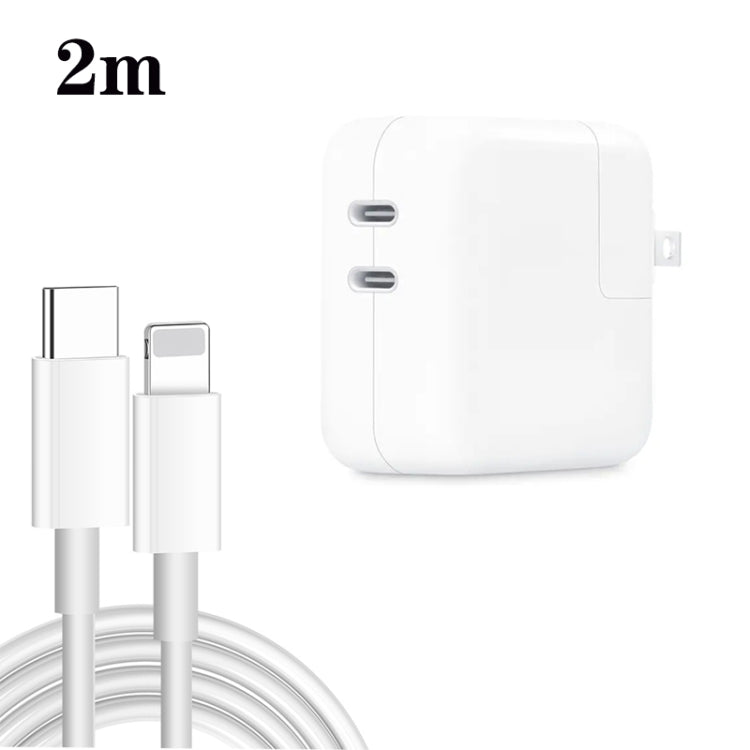 35W PD3.0 USB-C / Type-C Dual Port Charger with Type-C to 8 Pin Data Cable, US Plug
