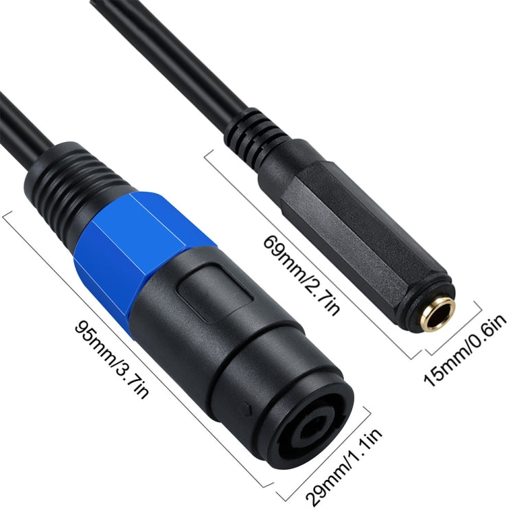 JUNSUNMAY Speakon Female to 6.35mm Female Audio Speaker Adapter Cable, Length: 50cm