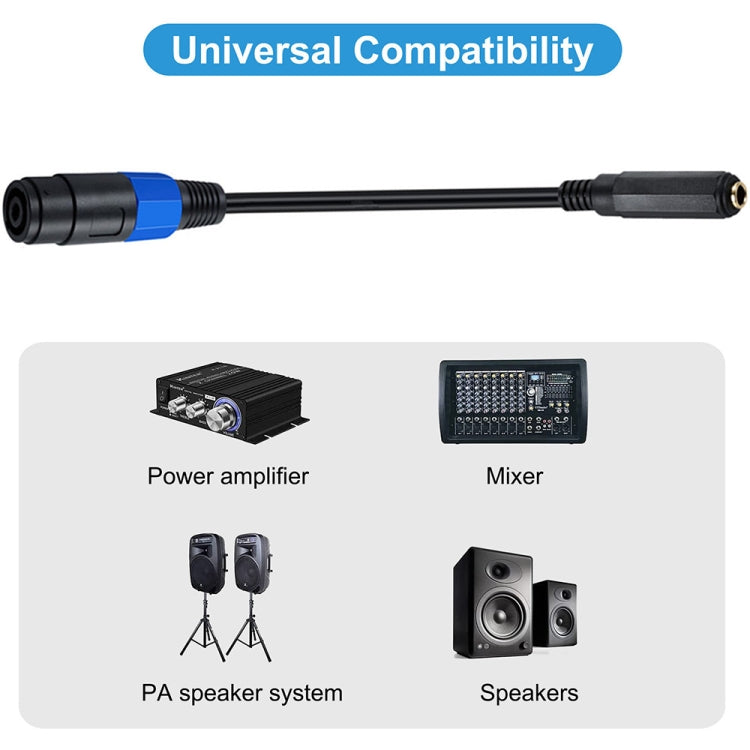 JUNSUNMAY Speakon Female to 6.35mm Female Audio Speaker Adapter Cable, Length: 50cm