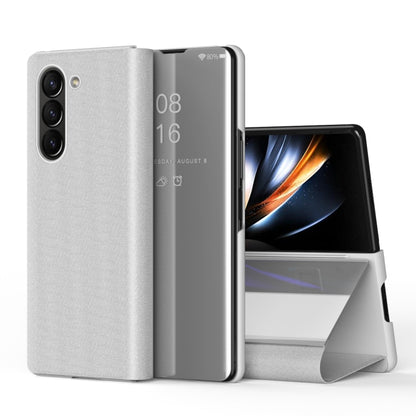 Plated Mirror Horizontal Flip Leather Phone Case with Holder, For Galaxy Z Fold8 5G, For Galaxy Z Fold8 Ultra 5G, For Galaxy Z TriFold, For Galaxy Z Fold7, For Galaxy Z Fold6, For Galaxy Z Fold5 5G