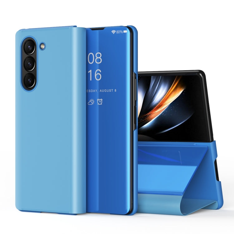 Plated Mirror Horizontal Flip Leather Phone Case with Holder, For Galaxy Z Fold8 5G, For Galaxy Z Fold8 Ultra 5G, For Galaxy Z TriFold, For Galaxy Z Fold7, For Galaxy Z Fold6, For Galaxy Z Fold5 5G
