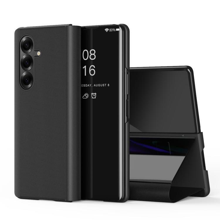 Plated Mirror Horizontal Flip Leather Phone Case with Holder, For Galaxy Z Fold8 5G, For Galaxy Z Fold8 Ultra 5G, For Galaxy Z TriFold, For Galaxy Z Fold7, For Galaxy Z Fold6, For Galaxy Z Fold5 5G