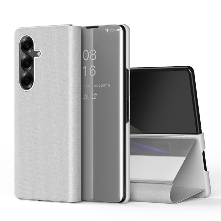 Plated Mirror Horizontal Flip Leather Phone Case with Holder, For Galaxy Z Fold8 5G, For Galaxy Z Fold8 Ultra 5G, For Galaxy Z TriFold, For Galaxy Z Fold7, For Galaxy Z Fold6, For Galaxy Z Fold5 5G
