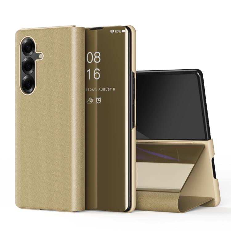 Plated Mirror Horizontal Flip Leather Phone Case with Holder, For Galaxy Z Fold8 5G, For Galaxy Z Fold8 Ultra 5G, For Galaxy Z TriFold, For Galaxy Z Fold7, For Galaxy Z Fold6, For Galaxy Z Fold5 5G