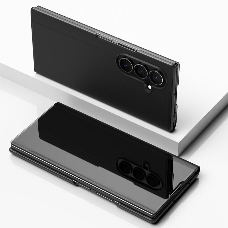 Plated Mirror Horizontal Flip Leather Phone Case with Holder, For Galaxy Z Fold8 5G, For Galaxy Z Fold8 Ultra 5G, For Galaxy Z TriFold, For Galaxy Z Fold7, For Galaxy Z Fold6, For Galaxy Z Fold5 5G