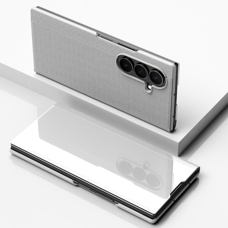 Plated Mirror Horizontal Flip Leather Phone Case with Holder, For Galaxy Z Fold8 5G, For Galaxy Z Fold8 Ultra 5G, For Galaxy Z TriFold, For Galaxy Z Fold7, For Galaxy Z Fold6, For Galaxy Z Fold5 5G