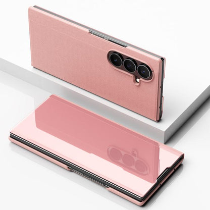 Plated Mirror Horizontal Flip Leather Phone Case with Holder, For Galaxy Z Fold8 5G, For Galaxy Z Fold8 Ultra 5G, For Galaxy Z TriFold, For Galaxy Z Fold7, For Galaxy Z Fold6, For Galaxy Z Fold5 5G