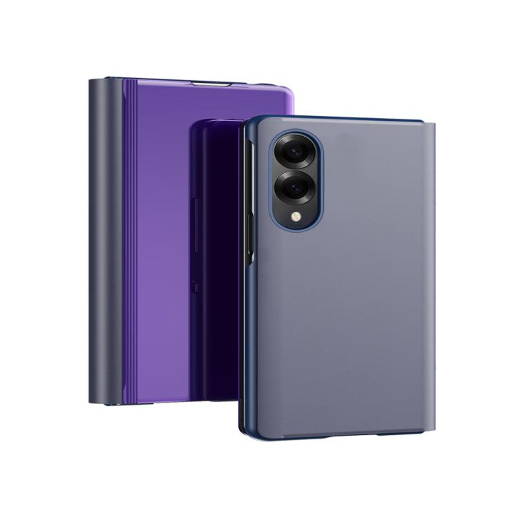 Plated Mirror Horizontal Flip Leather Phone Case with Holder, For Galaxy Z Fold8 5G, For Galaxy Z Fold8 Ultra 5G, For Galaxy Z TriFold, For Galaxy Z Fold7, For Galaxy Z Fold6, For Galaxy Z Fold5 5G