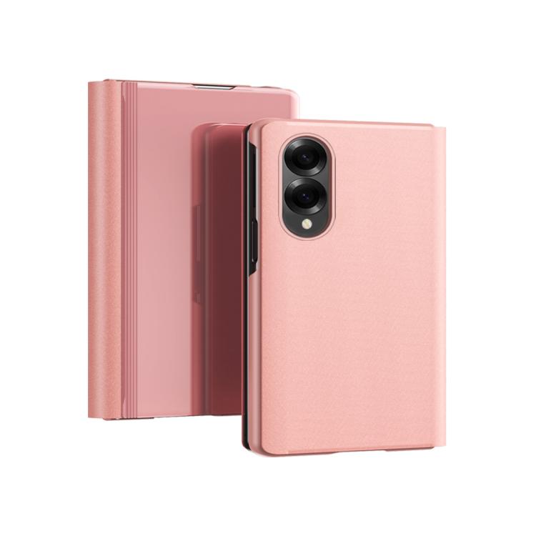 Plated Mirror Horizontal Flip Leather Phone Case with Holder, For Galaxy Z Fold8 5G, For Galaxy Z Fold8 Ultra 5G, For Galaxy Z TriFold, For Galaxy Z Fold7, For Galaxy Z Fold6, For Galaxy Z Fold5 5G