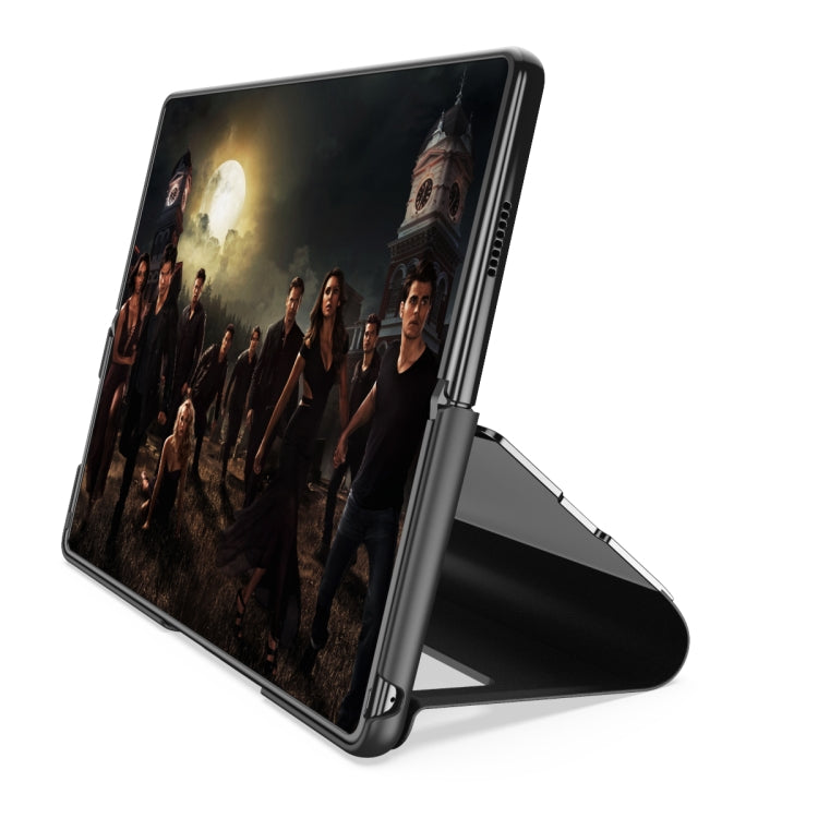 Plated Mirror Horizontal Flip Leather Phone Case with Holder, For Samsung Galaxy Z TriFold, For Samsung Galaxy Z Fold7, For Samsung Galaxy Z Fold6, For Galaxy Z Fold 5 5G