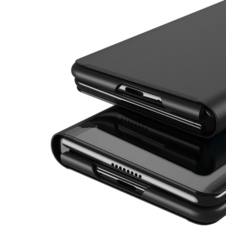 Plated Mirror Horizontal Flip Leather Phone Case with Holder, For Galaxy Z Fold8 5G, For Galaxy Z Fold8 Ultra 5G, For Galaxy Z TriFold, For Galaxy Z Fold7, For Galaxy Z Fold6, For Galaxy Z Fold5 5G