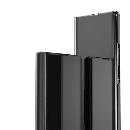 Plated Mirror Horizontal Flip Leather Phone Case with Holder, For Galaxy Z Fold8 5G, For Galaxy Z Fold8 Ultra 5G, For Galaxy Z TriFold, For Galaxy Z Fold7, For Galaxy Z Fold6, For Galaxy Z Fold5 5G