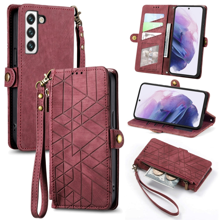 Geometric Zipper Wallet Side Buckle Leather Phone Case, For Samsung Galaxy A54 5G, For Samsung Galaxy S23 Ultra 5G, For Samsung Galaxy S23+ 5G, For Samsung Galaxy S23 5G, For Samsung Galaxy A14 5G, For Samsung Galaxy S20 FE, For Samsung Galaxy M33     ...