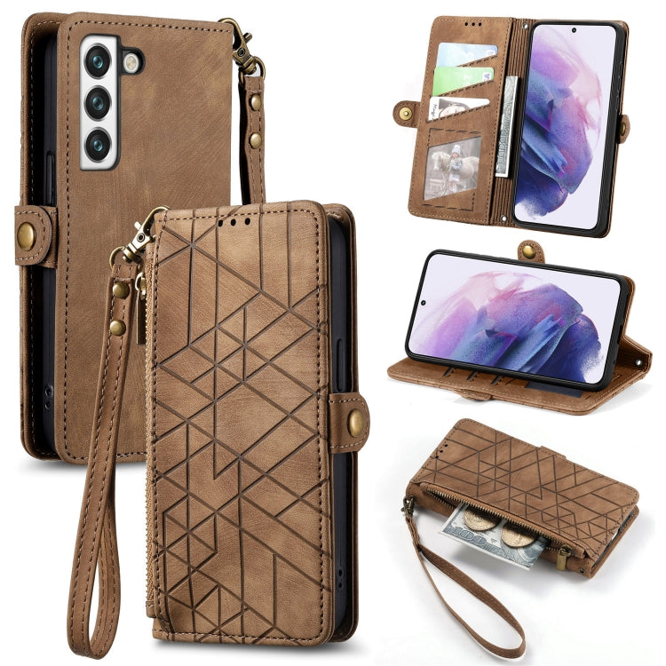 Geometric Zipper Wallet Side Buckle Leather Phone Case, For Samsung Galaxy A22 5G, For Samsung Galaxy S21 FE 5G, For Samsung Galaxy A32 4G, For Samsung Galaxy A72, For Samsung Galaxy A52 5G, For Samsung Galaxy A32 5G, For Samsung Galaxy S21 5G         ...