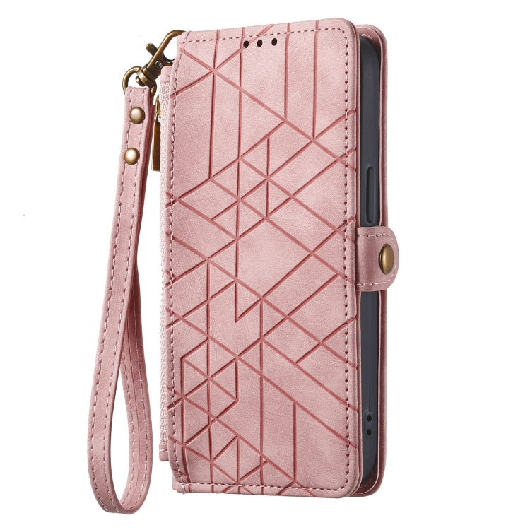 Geometric Zipper Wallet Side Buckle Leather Phone Case, For Samsung Galaxy S20+, For Samsung Galaxy A31, For Samsung Galaxy A11, For Samsung Galaxy S20, For Samsung Galaxy A71, For Samsung Galaxy A51, For Samsung Galaxy A70S, For Samsung Galaxy A50