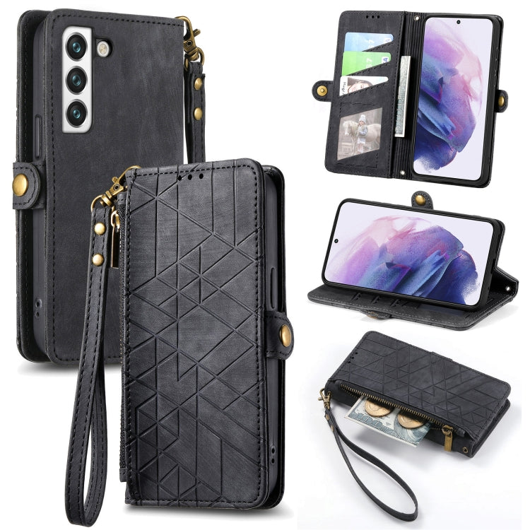 Geometric Zipper Wallet Side Buckle Leather Phone Case, For Samsung Galaxy S20+, For Samsung Galaxy A31, For Samsung Galaxy A11, For Samsung Galaxy S20, For Samsung Galaxy A71, For Samsung Galaxy A51, For Samsung Galaxy A70S, For Samsung Galaxy A50