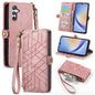 Geometric Zipper Wallet Side Buckle Leather Phone Case, For Samsung Galaxy A22 5G, For Samsung Galaxy S21 FE 5G, For Samsung Galaxy A32 4G, For Samsung Galaxy A72, For Samsung Galaxy A52 5G, For Samsung Galaxy A32 5G, For Samsung Galaxy S21 5G         ...