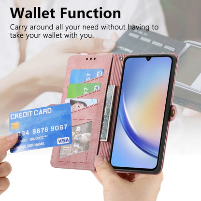 Geometric Zipper Wallet Side Buckle Leather Phone Case, For Samsung Galaxy A22 5G, For Samsung Galaxy S21 FE 5G, For Samsung Galaxy A32 4G, For Samsung Galaxy A72, For Samsung Galaxy A52 5G, For Samsung Galaxy A32 5G, For Samsung Galaxy S21 5G         ...