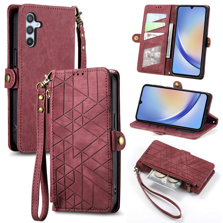 Geometric Zipper Wallet Side Buckle Leather Phone Case, Samsung Galaxy A05s, For Samsung Galaxy A25 5G, For Samsung Galaxy S23 FE 5G, For Samsung Galaxy A24 4G, For Samsung Galaxy A23 5G, For Samsung Galaxy A14 4G, For Samsung Galaxy A24 5G            ...