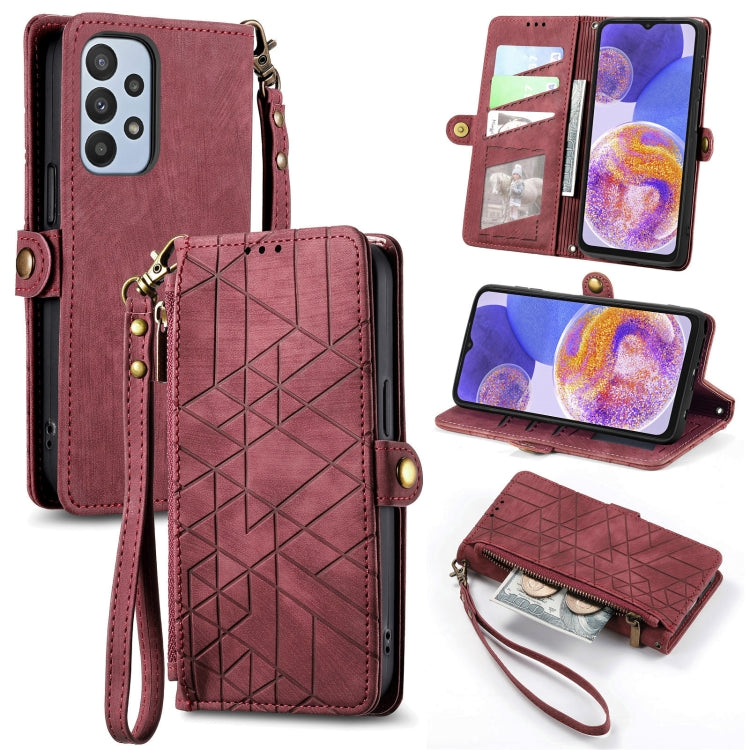 Geometric Zipper Wallet Side Buckle Leather Phone Case, Samsung Galaxy A05s, For Samsung Galaxy A25 5G, For Samsung Galaxy S23 FE 5G, For Samsung Galaxy A24 4G, For Samsung Galaxy A23 5G, For Samsung Galaxy A14 4G, For Samsung Galaxy A24 5G            ...