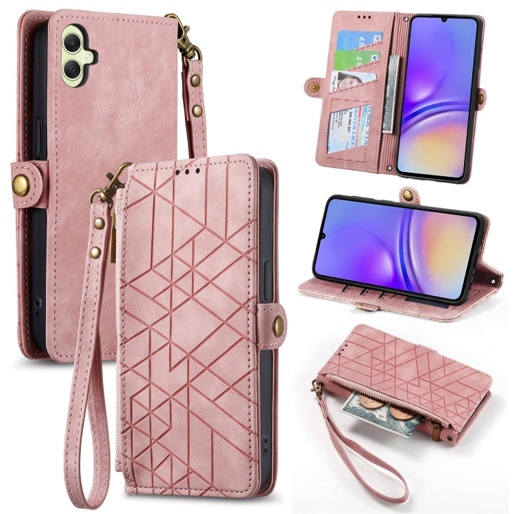 Geometric Zipper Wallet Side Buckle Leather Phone Case, For Samsung Galaxy S25 Ultra 5G, For Samsung Galaxy C55, For Samsung Galaxy M55, For Samsung Galaxy A55 5G, For Samsung Galaxy S24 Ultra 5G, For Samsung Galaxy S24+ 5G, For Samsung Galaxy S24 5G  ...