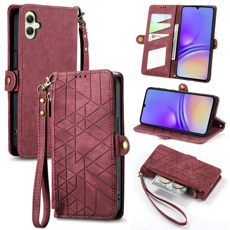 Geometric Zipper Wallet Side Buckle Leather Phone Case, For Samsung Galaxy S25 Ultra 5G, For Samsung Galaxy C55, For Samsung Galaxy M55, For Samsung Galaxy A55 5G, For Samsung Galaxy S24 Ultra 5G, For Samsung Galaxy S24+ 5G, For Samsung Galaxy S24 5G  ...