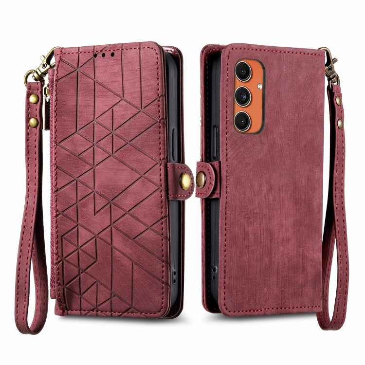 Geometric Zipper Wallet Side Buckle Leather Phone Case, For Samsung Galaxy S26 Edge 5G, For Samsung Galaxy S25 Edge 5G, For Samsung Galaxy A36 5G, For Samsung Galaxy S25 5G, For Samsung Galaxy S25+ 5G, For Samsung Galaxy S25 Ultra 5G                   ...