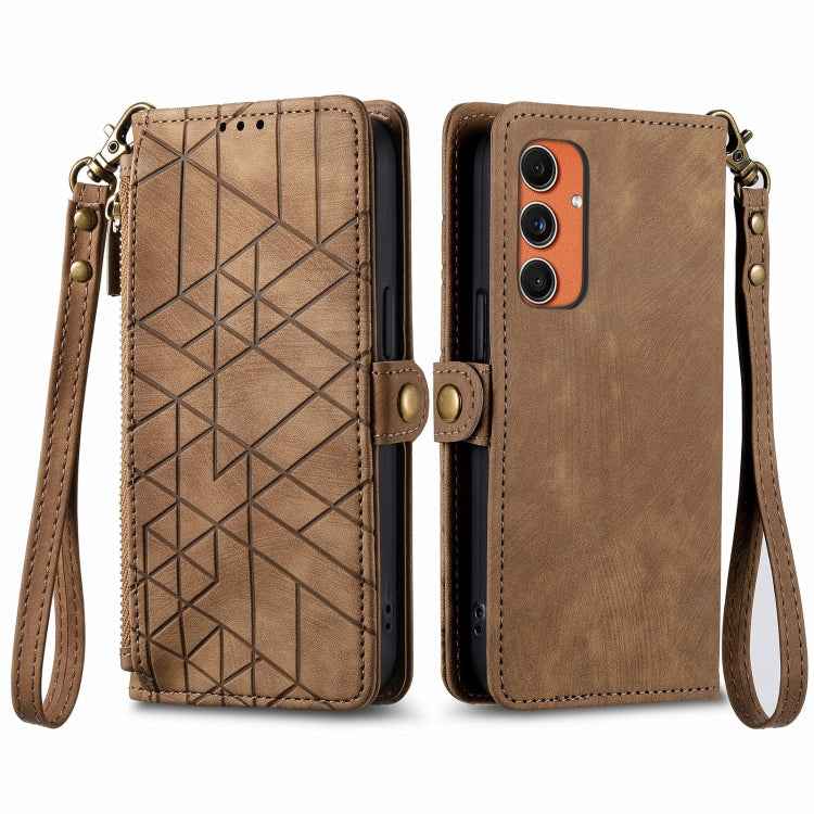Geometric Zipper Wallet Side Buckle Leather Phone Case, For Samsung Galaxy S26 Edge 5G, For Samsung Galaxy S25 Edge 5G, For Samsung Galaxy A36 5G, For Samsung Galaxy S25 5G, For Samsung Galaxy S25+ 5G, For Samsung Galaxy S25 Ultra 5G                   ...