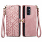 Geometric Zipper Wallet Side Buckle Leather Phone Case, For Samsung Galaxy S25 Ultra 5G, For Samsung Galaxy C55, For Samsung Galaxy M55, For Samsung Galaxy A55 5G, For Samsung Galaxy S24 Ultra 5G, For Samsung Galaxy S24+ 5G, For Samsung Galaxy S24 5G  ...