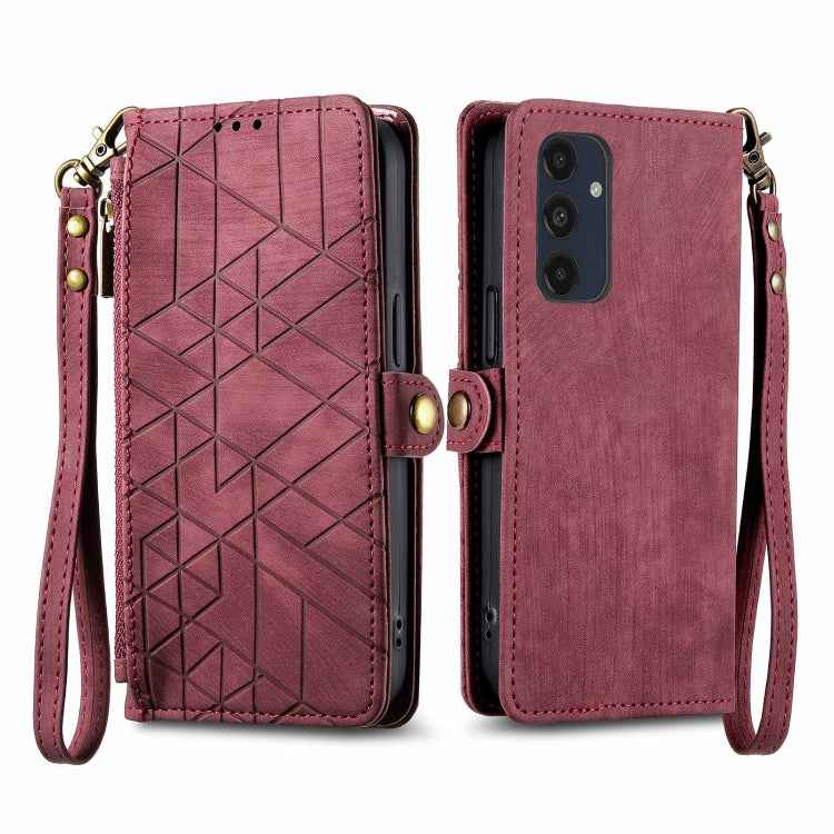 Geometric Zipper Wallet Side Buckle Leather Phone Case, For Samsung Galaxy S26 Edge 5G, For Samsung Galaxy S25 Edge 5G, For Samsung Galaxy A36 5G, For Samsung Galaxy S25 5G, For Samsung Galaxy S25+ 5G, For Samsung Galaxy S25 Ultra 5G                   ...
