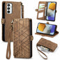 Geometric Zipper Wallet Side Buckle Leather Phone Case, For Samsung Galaxy A54 5G, For Samsung Galaxy S23 Ultra 5G, For Samsung Galaxy S23+ 5G, For Samsung Galaxy S23 5G, For Samsung Galaxy A14 5G, For Samsung Galaxy S20 FE, For Samsung Galaxy M33     ...