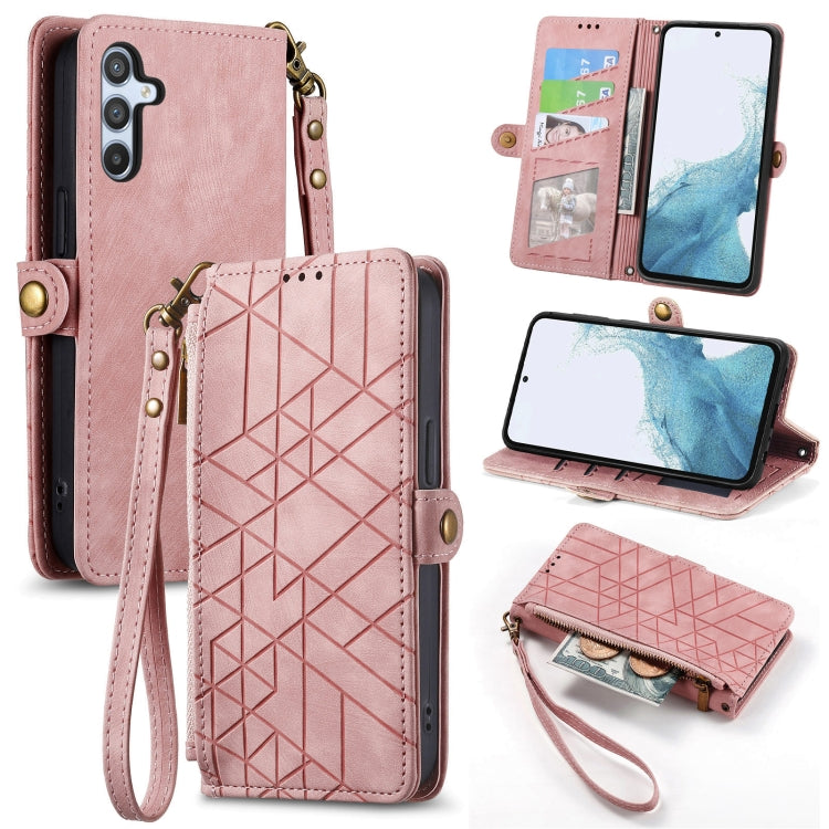 Geometric Zipper Wallet Side Buckle Leather Phone Case, For Samsung Galaxy S26 Edge 5G, For Samsung Galaxy A57 5G, For Samsung Galaxy A37 5G, For Samsung Galaxy S25 Edge 5G, For Samsung Galaxy A56 5G, For Samsung Galaxy A36 5G, For Samsung Galaxy S25 5...