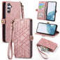 Geometric Zipper Wallet Side Buckle Leather Phone Case, For Samsung Galaxy S26 Edge 5G, For Samsung Galaxy A57 5G, For Samsung Galaxy A37 5G, For Samsung Galaxy S25 Edge 5G, For Samsung Galaxy A56 5G, For Samsung Galaxy A36 5G, For Samsung Galaxy S25 5...