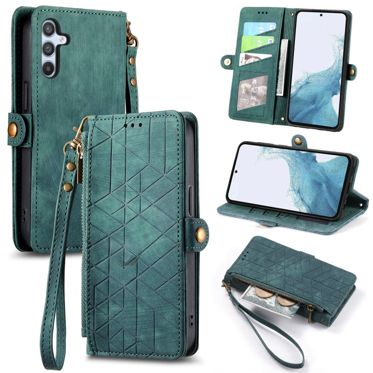 Geometric Zipper Wallet Side Buckle Leather Phone Case, For Samsung Galaxy S26 Edge 5G, For Samsung Galaxy A57 5G, For Samsung Galaxy A37 5G, For Samsung Galaxy S25 Edge 5G, For Samsung Galaxy A56 5G, For Samsung Galaxy A36 5G, For Samsung Galaxy S25 5...