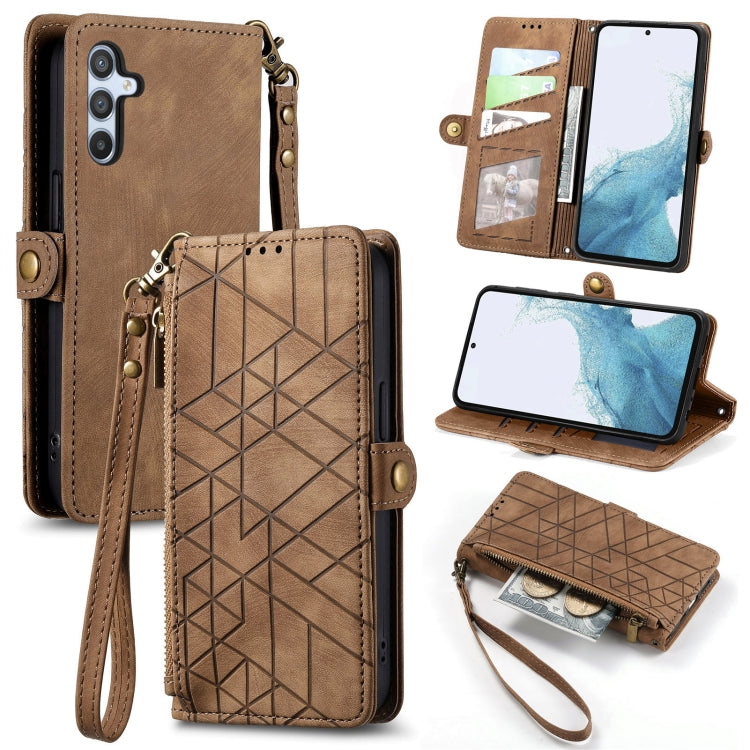 Geometric Zipper Wallet Side Buckle Leather Phone Case, For Samsung Galaxy S26 Edge 5G, For Samsung Galaxy A57 5G, For Samsung Galaxy A37 5G, For Samsung Galaxy S25 Edge 5G, For Samsung Galaxy A56 5G, For Samsung Galaxy A36 5G, For Samsung Galaxy S25 5...