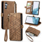 Geometric Zipper Wallet Side Buckle Leather Phone Case, For Samsung Galaxy S26 Edge 5G, For Samsung Galaxy A57 5G, For Samsung Galaxy A37 5G, For Samsung Galaxy S25 Edge 5G, For Samsung Galaxy A56 5G, For Samsung Galaxy A36 5G, For Samsung Galaxy S25 5...