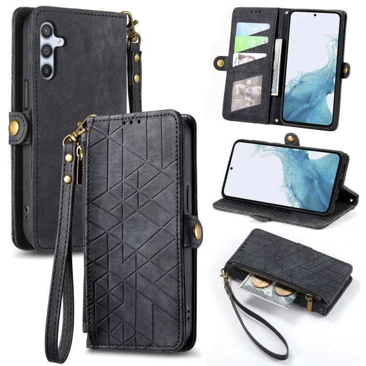 Geometric Zipper Wallet Side Buckle Leather Phone Case, For Samsung Galaxy S26 Edge 5G, For Samsung Galaxy A57 5G, For Samsung Galaxy A37 5G, For Samsung Galaxy S25 Edge 5G, For Samsung Galaxy A56 5G, For Samsung Galaxy A36 5G, For Samsung Galaxy S25 5...