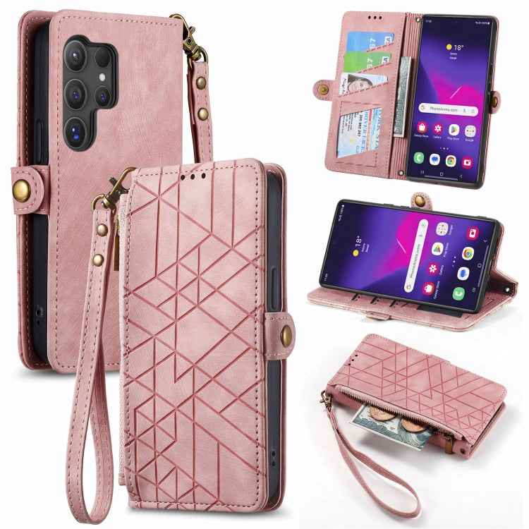 Geometric Zipper Wallet Side Buckle Leather Phone Case, For Samsung Galaxy S26 Edge 5G, For Samsung Galaxy S25 Edge 5G, For Samsung Galaxy A36 5G, For Samsung Galaxy S25 5G, For Samsung Galaxy S25+ 5G, For Samsung Galaxy S25 Ultra 5G                   ...