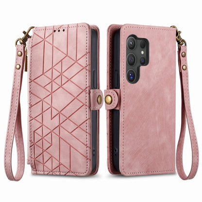 Geometric Zipper Wallet Side Buckle Leather Phone Case, For Samsung Galaxy S25 Ultra 5G, For Samsung Galaxy C55, For Samsung Galaxy M55, For Samsung Galaxy A55 5G, For Samsung Galaxy S24 Ultra 5G, For Samsung Galaxy S24+ 5G, For Samsung Galaxy S24 5G  ...