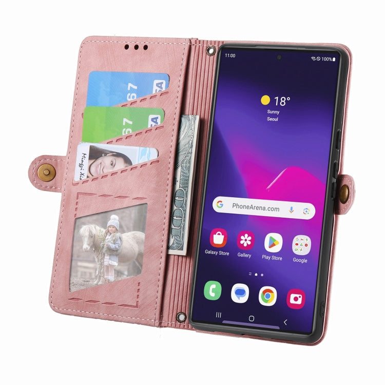 Geometric Zipper Wallet Side Buckle Leather Phone Case, For Samsung Galaxy S25 Ultra 5G, For Samsung Galaxy C55, For Samsung Galaxy M55, For Samsung Galaxy A55 5G, For Samsung Galaxy S24 Ultra 5G, For Samsung Galaxy S24+ 5G, For Samsung Galaxy S24 5G  ...
