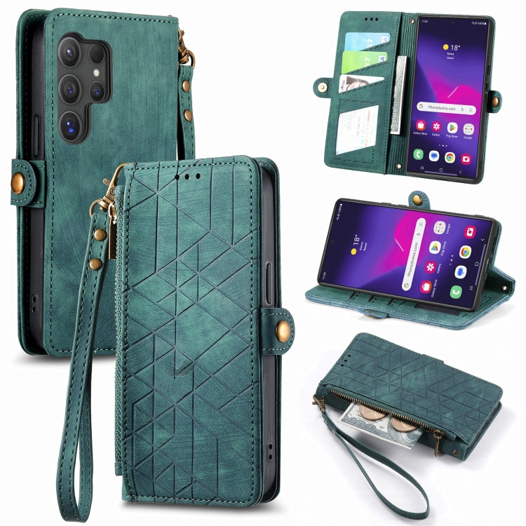 Geometric Zipper Wallet Side Buckle Leather Phone Case, For Samsung Galaxy S25 Ultra 5G, For Samsung Galaxy C55, For Samsung Galaxy M55, For Samsung Galaxy A55 5G, For Samsung Galaxy S24 Ultra 5G, For Samsung Galaxy S24+ 5G, For Samsung Galaxy S24 5G  ...