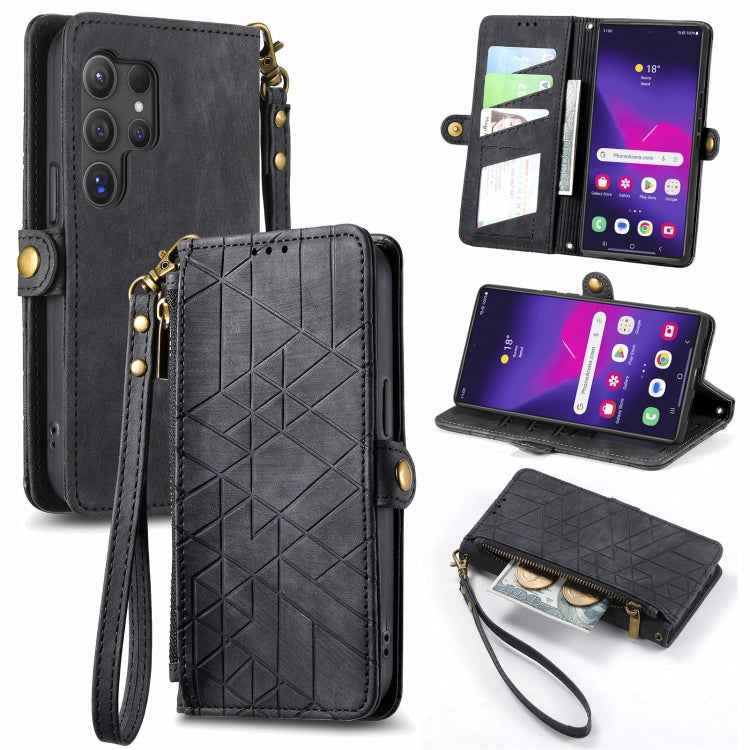 Geometric Zipper Wallet Side Buckle Leather Phone Case, For Samsung Galaxy S26 Edge 5G, For Samsung Galaxy S25 Edge 5G, For Samsung Galaxy A36 5G, For Samsung Galaxy S25 5G, For Samsung Galaxy S25+ 5G, For Samsung Galaxy S25 Ultra 5G                   ...