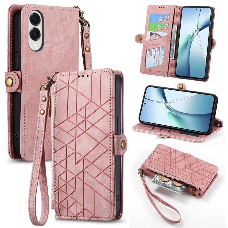 Geometric Zipper Wallet Side Buckle Leather Phone Case, For Samsung Galaxy S26 Edge 5G, For Samsung Galaxy A57 5G, For Samsung Galaxy A37 5G, For Samsung Galaxy S25 Edge 5G, For Samsung Galaxy A56 5G, For Samsung Galaxy A36 5G, For Samsung Galaxy S25 5...