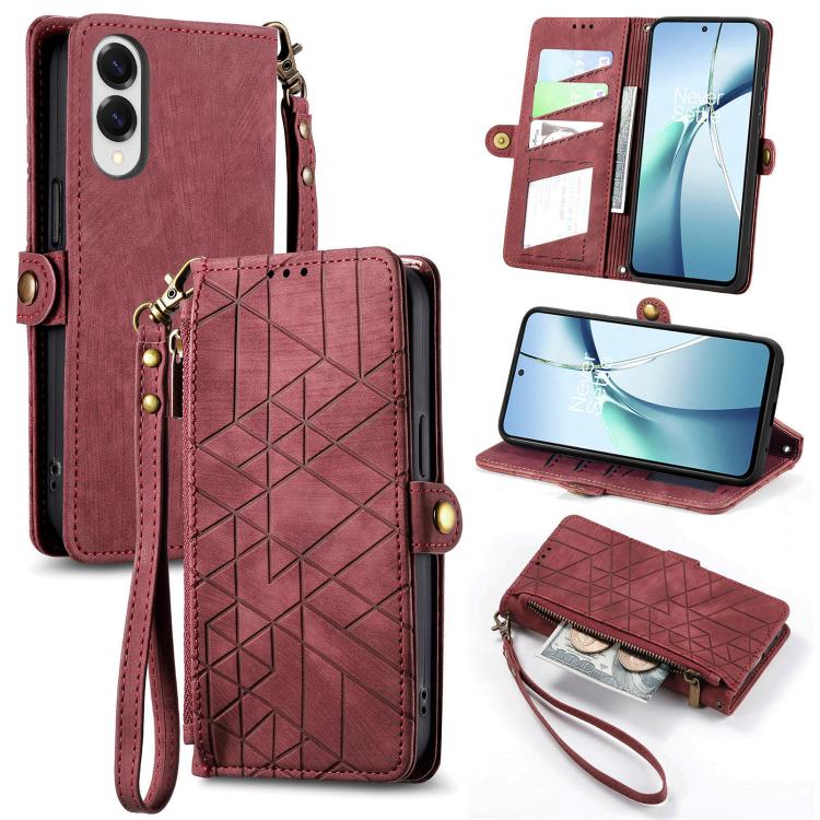 Geometric Zipper Wallet Side Buckle Leather Phone Case, For Samsung Galaxy S26 Edge 5G, For Samsung Galaxy A57 5G, For Samsung Galaxy A37 5G, For Samsung Galaxy S25 Edge 5G, For Samsung Galaxy A56 5G, For Samsung Galaxy A36 5G, For Samsung Galaxy S25 5...