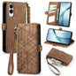 Geometric Zipper Wallet Side Buckle Leather Phone Case, For Samsung Galaxy S26 Edge 5G, For Samsung Galaxy A57 5G, For Samsung Galaxy A37 5G, For Samsung Galaxy S25 Edge 5G, For Samsung Galaxy A56 5G, For Samsung Galaxy A36 5G, For Samsung Galaxy S25 5...