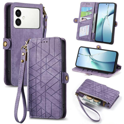 Geometric Zipper Wallet Side Buckle Leather Phone Case, For Samsung Galaxy S26 Edge 5G, For Samsung Galaxy A57 5G, For Samsung Galaxy A37 5G, For Samsung Galaxy S25 Edge 5G, For Samsung Galaxy A56 5G, For Samsung Galaxy A36 5G, For Samsung Galaxy S25 5...