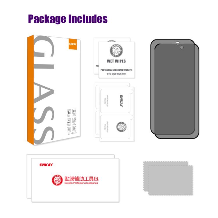 2pcs ENKAY Hat-Prince 28° Anti-peeping Tempered Glass Protector Full Screen Film
