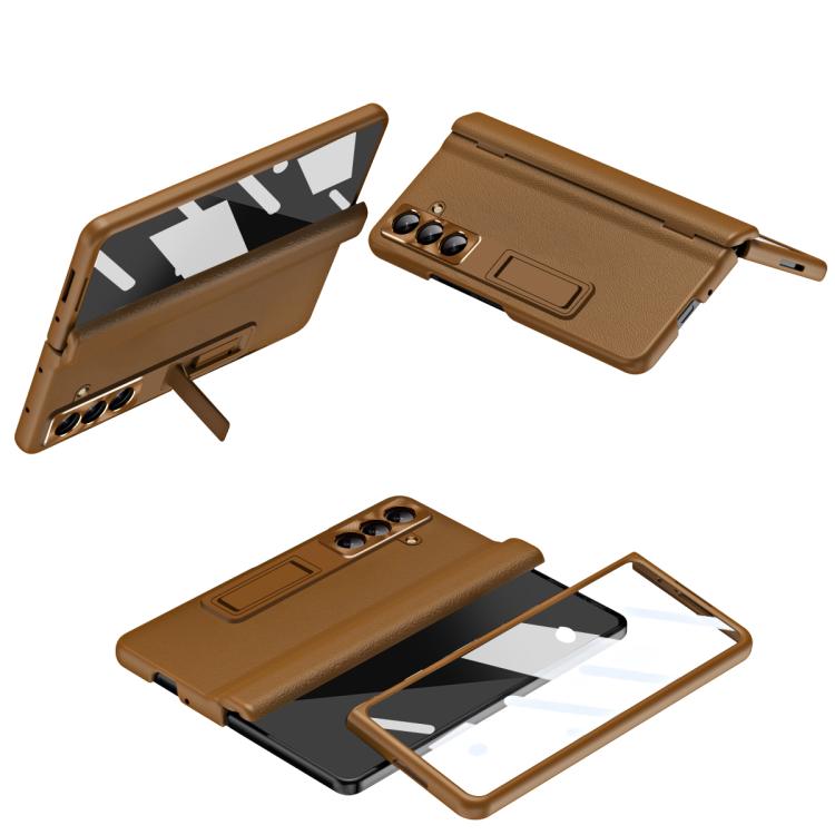 Shell-membrane Integrated Hinge All-around Leather Folding Phone Case